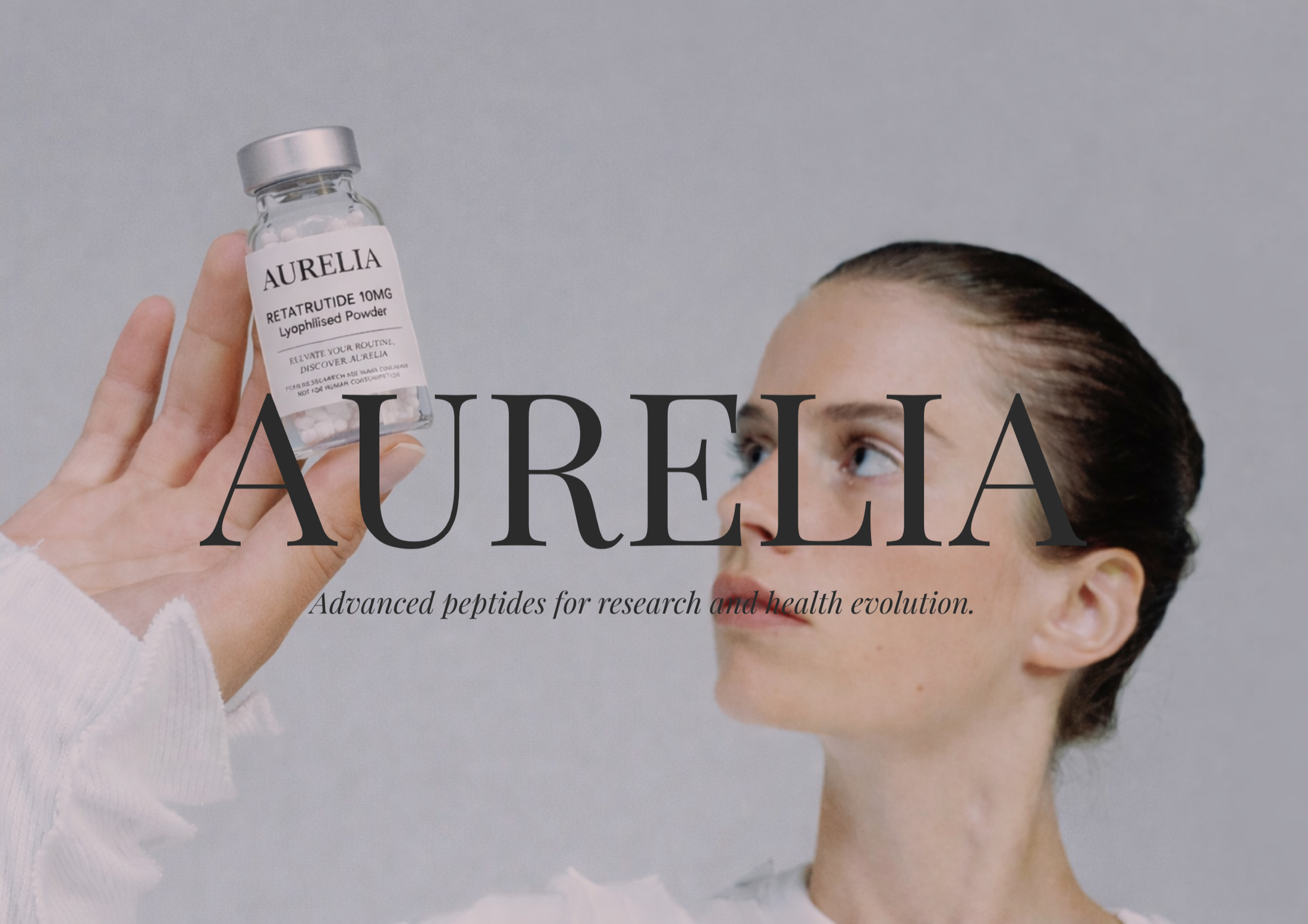 Aurelia hero image with branded vial and portrait
